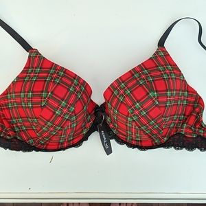Adore Me Christmas color plaid bra